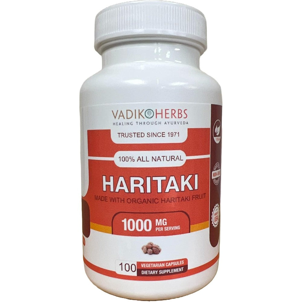 Vadik Herbs Certified Organic Haritaki 100 Vegicaps bottle front view