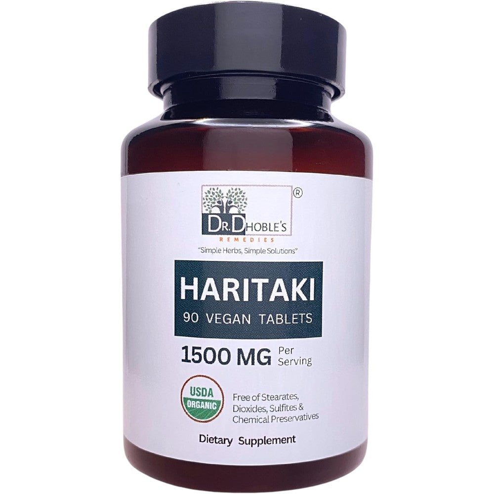 Dr. Dhoble's Remedies Haritaki Terminalia Chebula vegan tablets front view