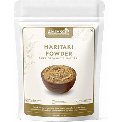 Aejesop Haritaki Harde And Harad powder front view packaging