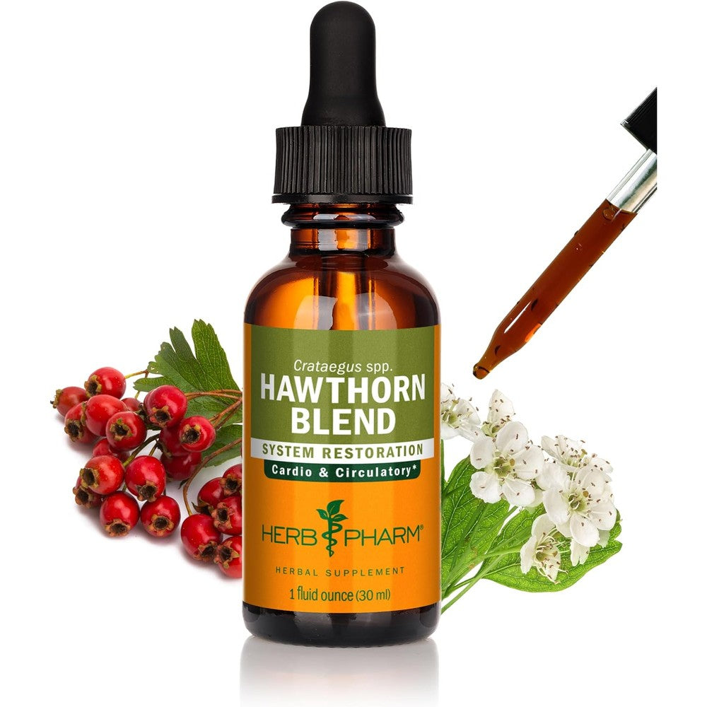 Herb Pharm Hawthorn Blend Liquid Extract 30ml front bottle view for heart health