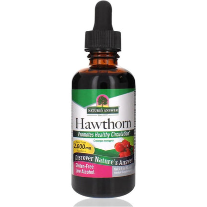 Nature's Answer Organic Hawthorn Berry Extract 60 mL front bottle view showing cardiovascular health support supplement labels.