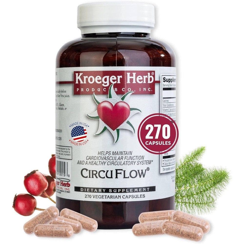 Kroeger Herb Products Circu Flow bottle front view showing capsule count