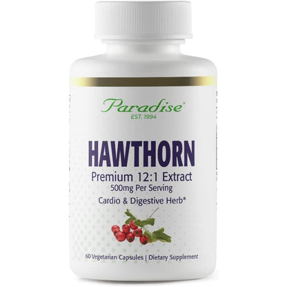 Paradise Herbs Hawthorn Berry Active Whole Spectrum Extract 60 capsules front view bottle
