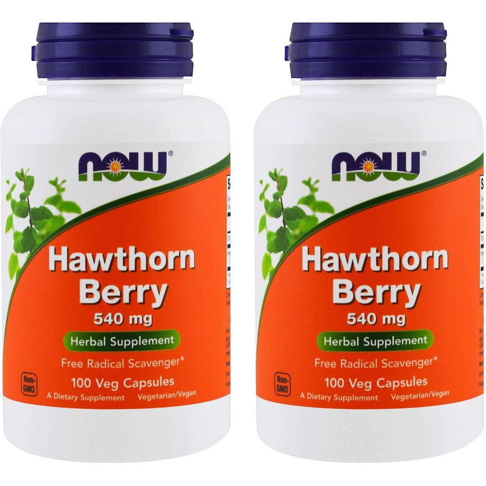 NOW Foods Hawthorn Berry 540 mg 100 vegetarian capsules front view authentic heart health supplement