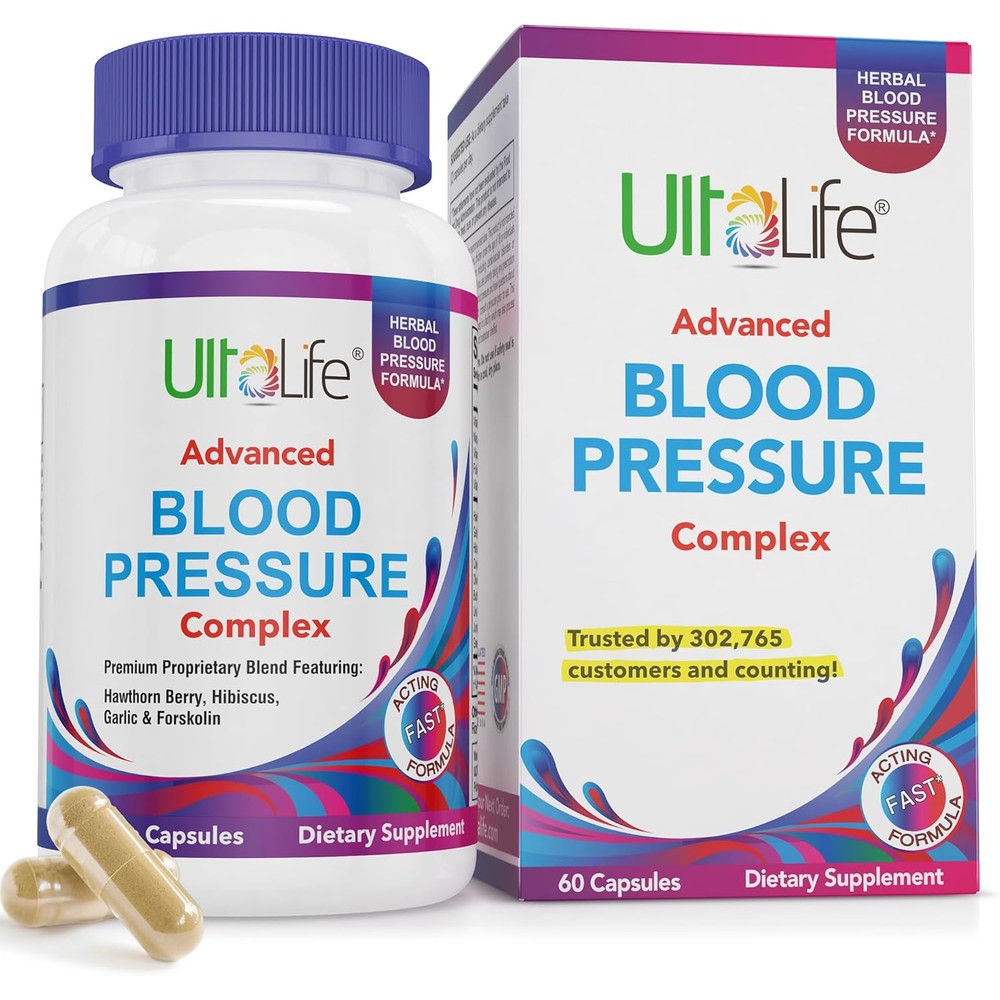 ULTALIFE Advanced Blood Pressure Support Formula Complex 60 capsules front view authentic heart supplement