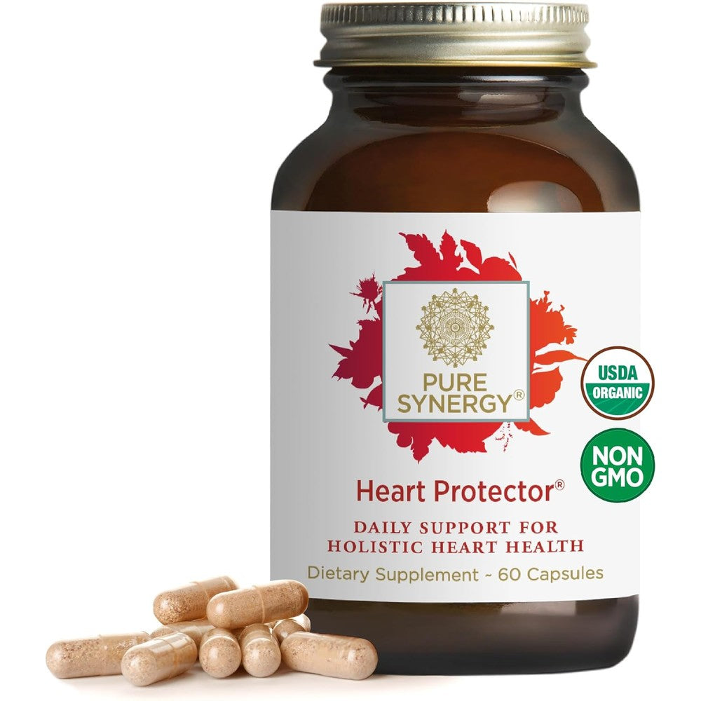 Pure Synergy Heart Protector 60 Capsules front bottle view for cardiovascular wellness.