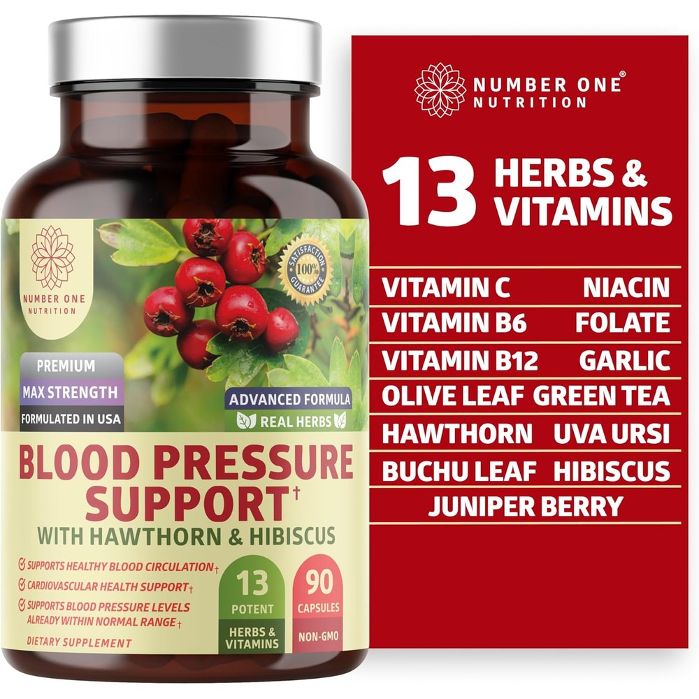 Number One Nutrition Premium Blood Pressure Support 90 capsules front view bottle