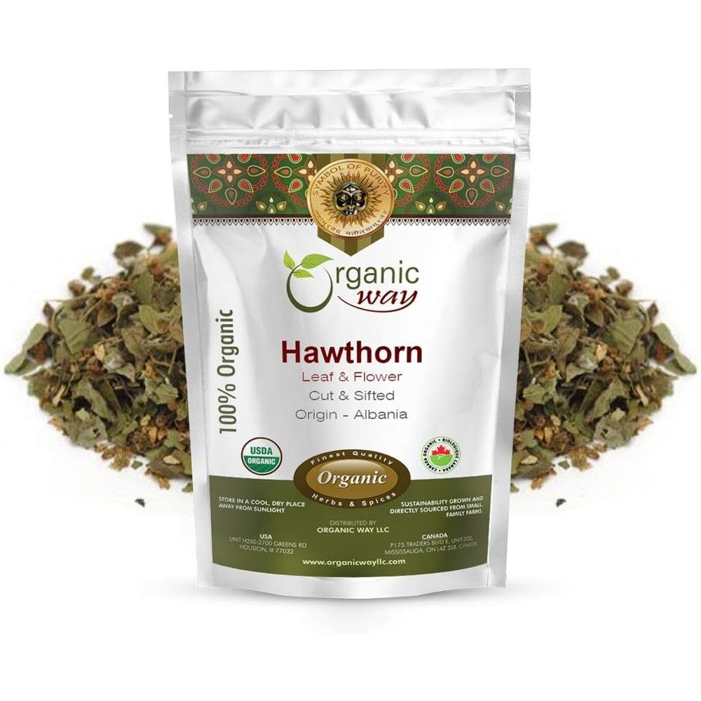 Organic Way Organic Hawthorn Leaf and Flower Cut and Sifted Herbal Tea front view
