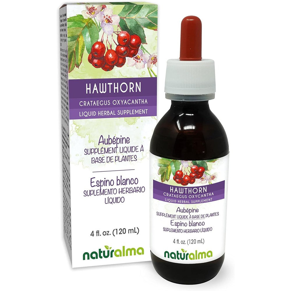 Naturalma Hawthorn Leaf and Flower Alcohol Free Tincture 4 fluid ounce bottle front view