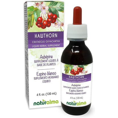 Naturalma Hawthorn Leaf and Flower Alcohol Free Tincture 4 fluid ounce bottle front view