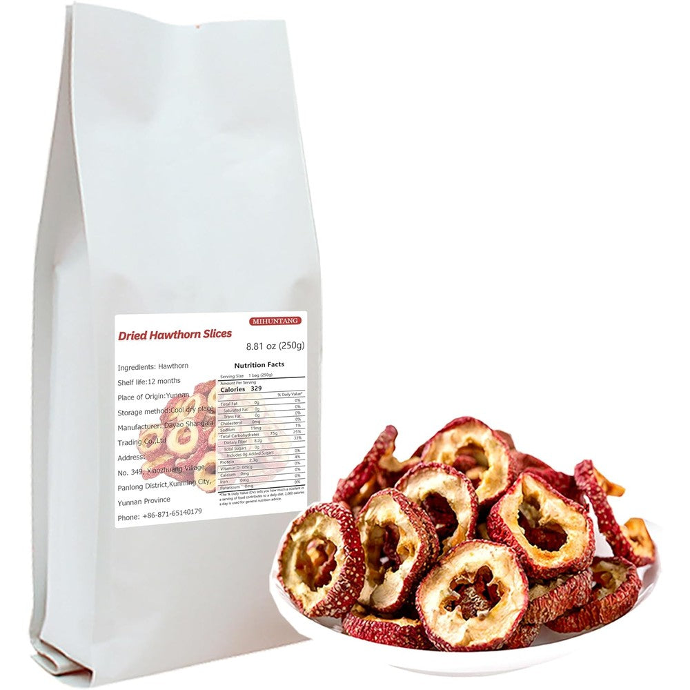 Mihuntang Dried Hawthorn Slices front view packaging for seedless fruit tea