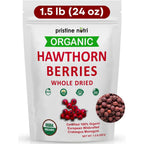 Pristine Nutri Organic Dried Hawthorn Berries 24 Ounce front view package for heart health tea