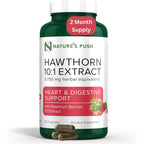 Nature's Push Hawthorn Berry Extract 60 capsules front view bottle showing heart health benefits