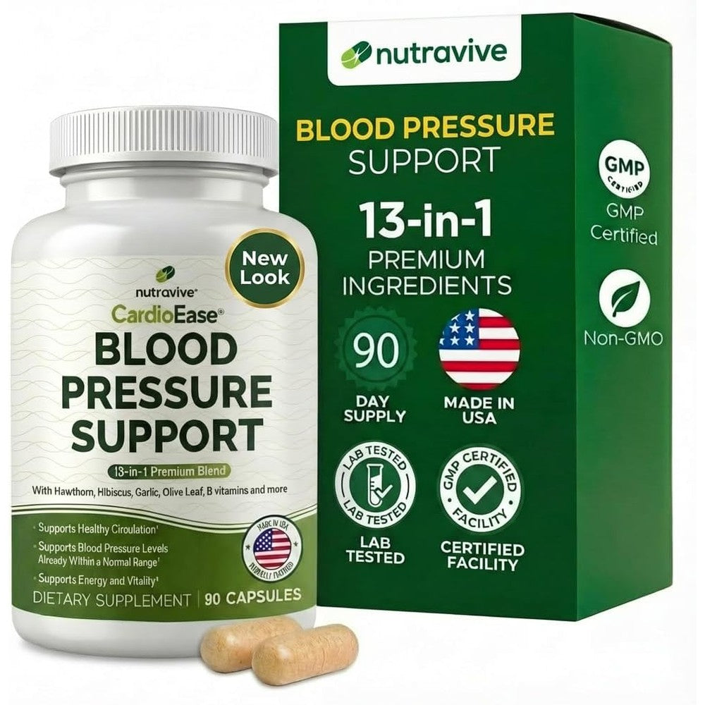 Nutravive Premium Heart Health Blood Circulation Supplement front bottle view for cardiovascular support.