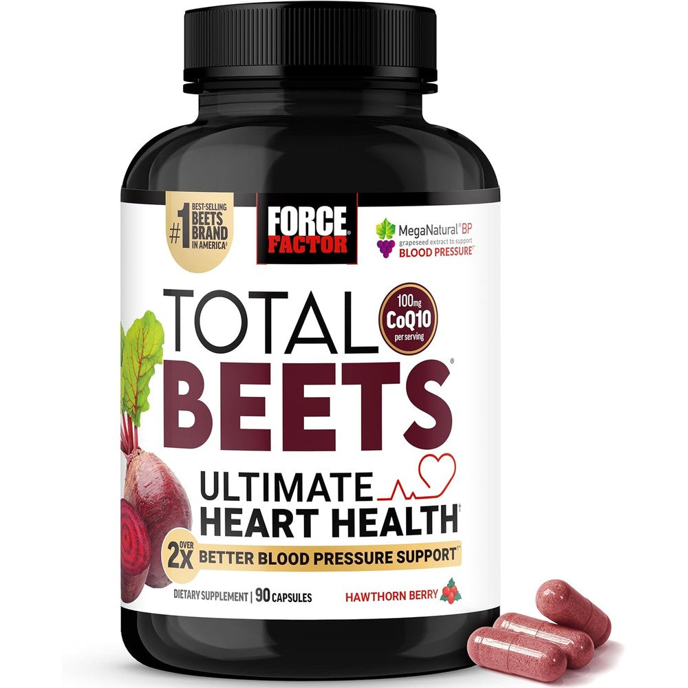 Force Factor Total Beets Ultimate Heart Health 90 Capsules front packaging for cardiovascular support