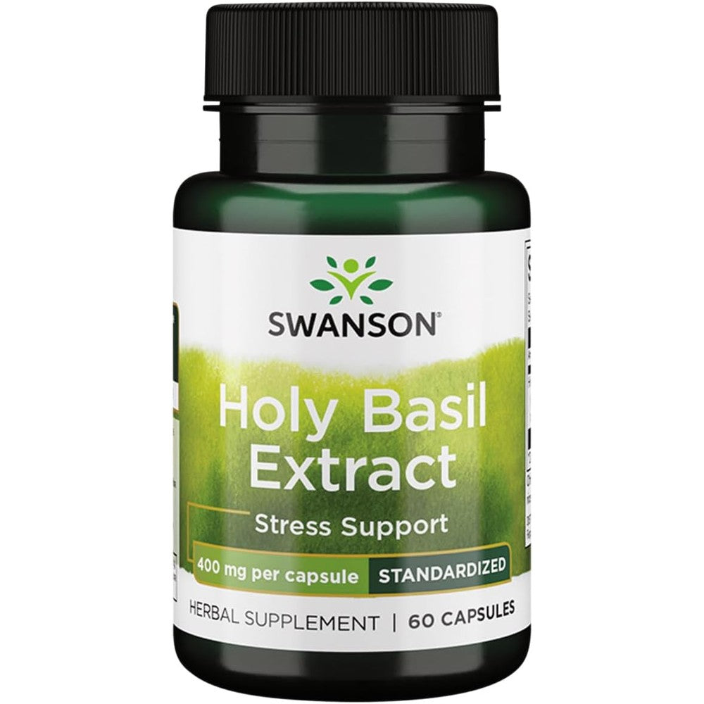 Swanson Holy Basil Extract 400mg 60 Capsules front bottle view