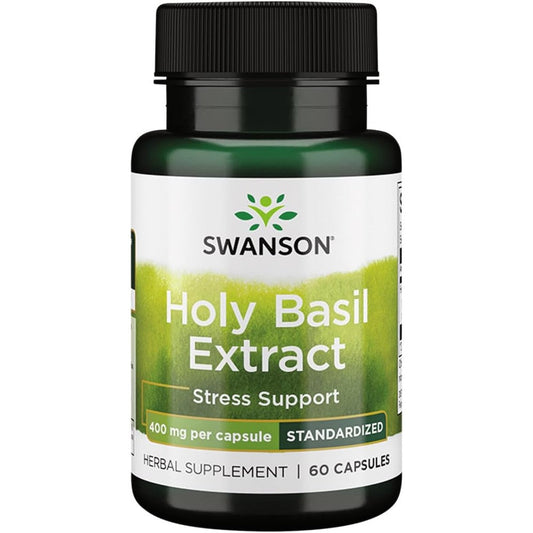 Swanson Holy Basil Extract 400mg 60 Capsules front bottle view