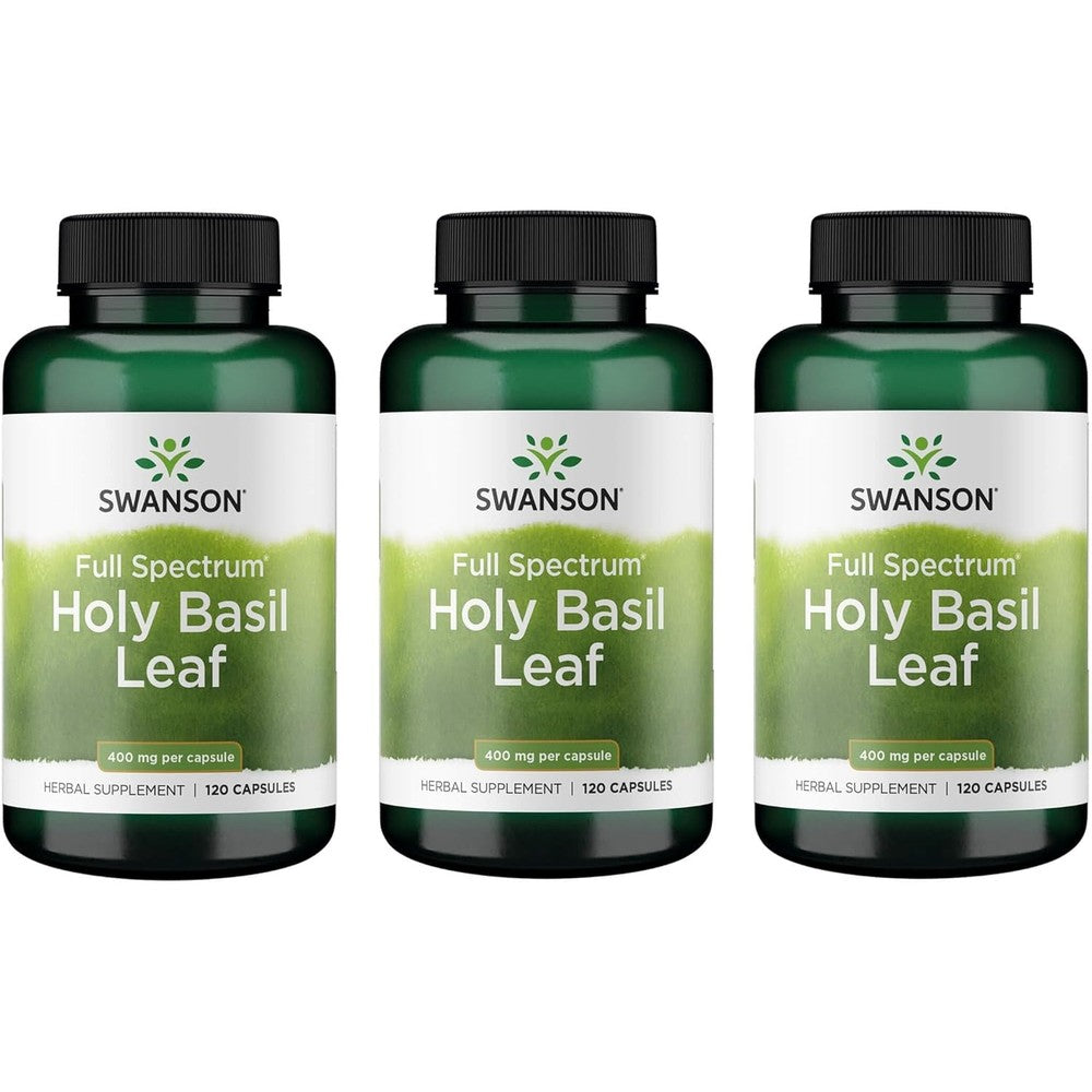 Swanson Holy Basil Leaf supplement bottle front view
