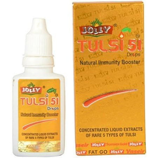 Jolly Tulsi 52 Drops 30ml front view bottle and packaging herbal supplement
