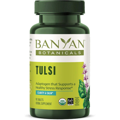 Banyan Botanicals Organic Tulsi Holy Basil 90 Tablets front view