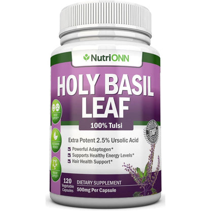 NutriONN Holy Basil Leaf Capsules front view packaging