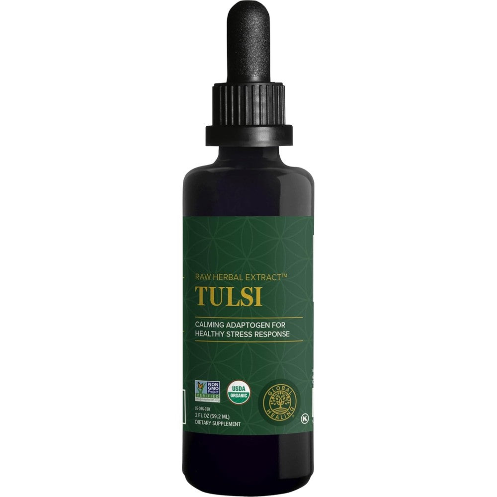 Global Healing Center Organic Tulsi Liquid front view bottle