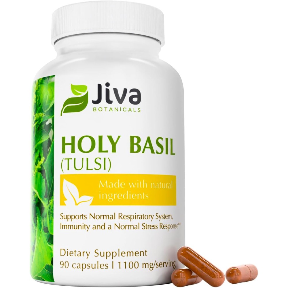 Jiva Botanicals Holy Basil 1100mg capsules bottle front view