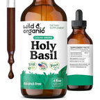 Wild and Organic Holy Basil Tincture 4 fluid ounce bottle front view