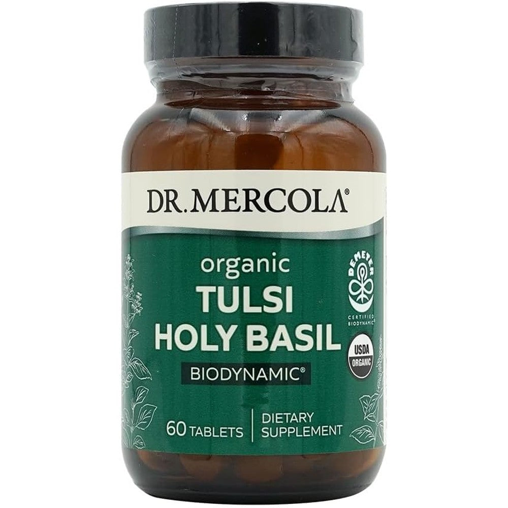 Dr. Mercola Organic Tulsi Holy Basil 60 tablets bottle front view