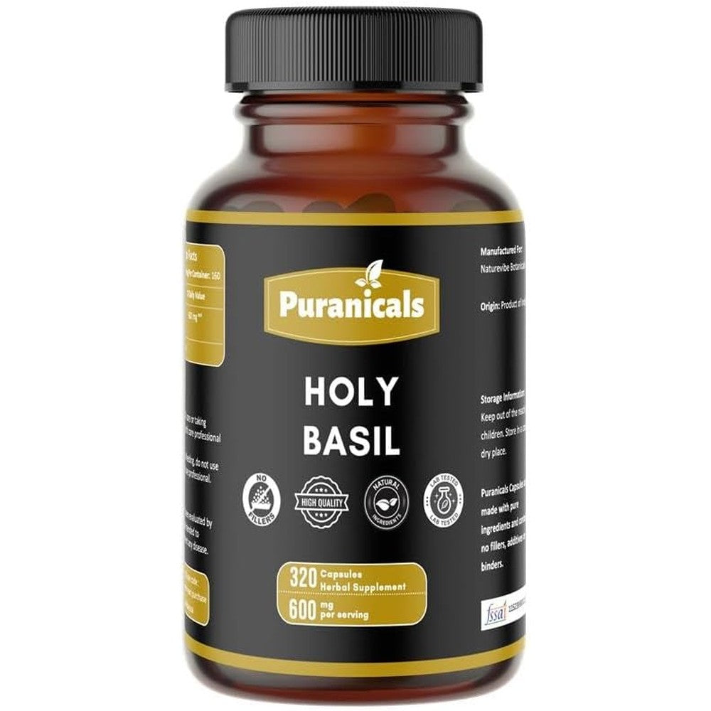 Puranicals Holy Basil Premium Herbal Supplement front view