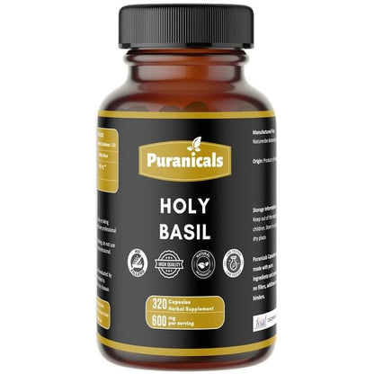 Puranicals Holy Basil Premium Herbal Supplement front view