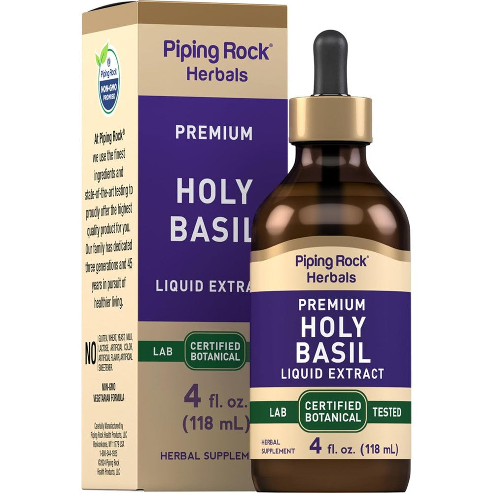 Piping Rock Holy Basil Liquid Extract front view bottle