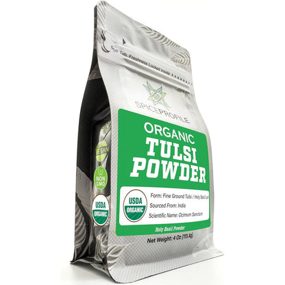 Spice Profile Organic Holy Basil Powder front view of 4 ounce pouch