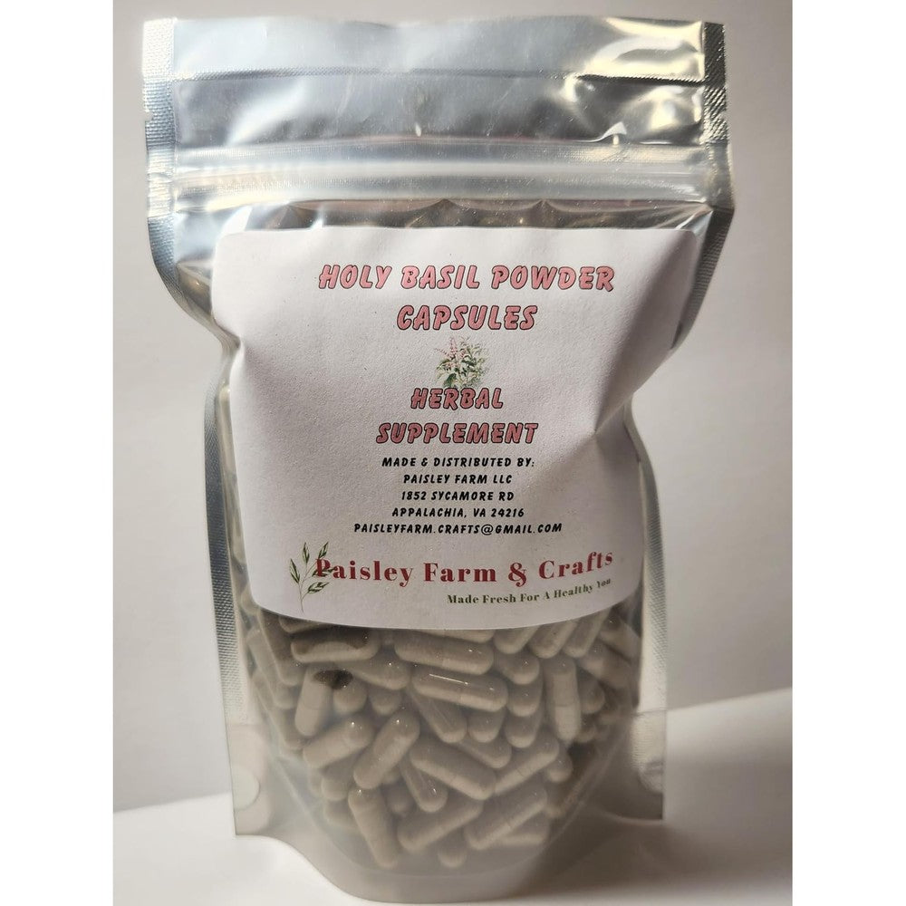Paisley Farm and Crafts Holy Basil 300 Capsules front view herbal supplement