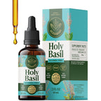 Herbamama Tulsi Holy Basil Tincture front bottle view for stress support