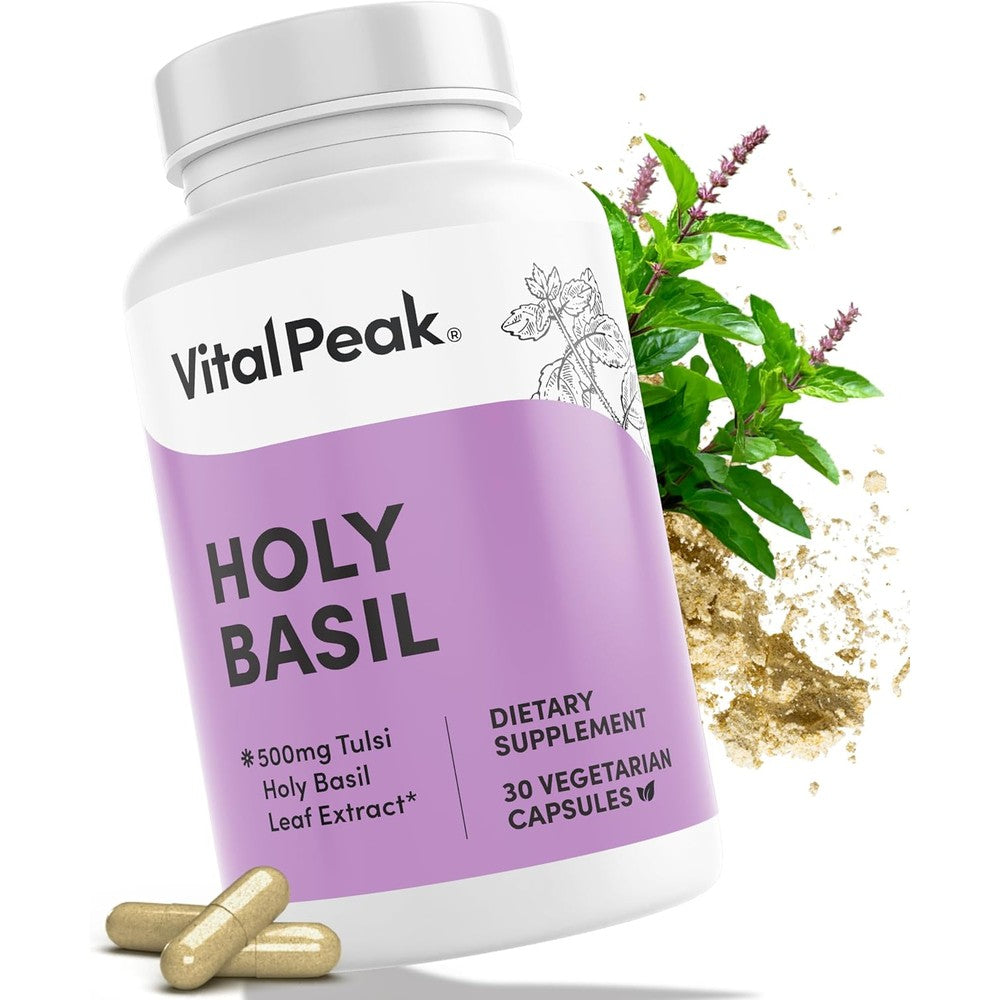 Vital Peak Holy Basil 500mg supplement bottle front view