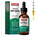 Greabby Holy Basil Tincture front bottle view for stress support