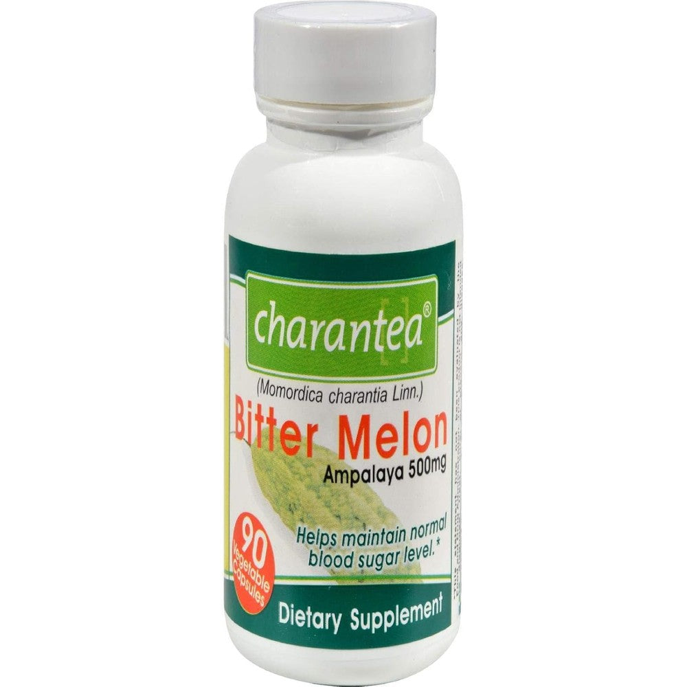 Charantea Bitter Melon 500 Milligrams herbal supplements front view for healthy glucose metabolism support.