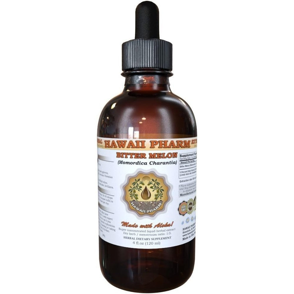 Hawaii Pharm Bitter Melon Organic Liquid Extract 2 Ounce front view bottle for blood sugar management