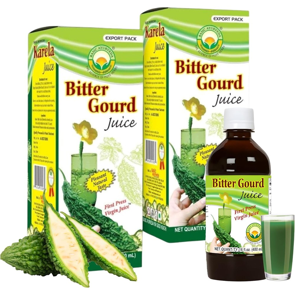 Basic Ayurveda Bitter Gourd Juice front view bottle pack for blood sugar management