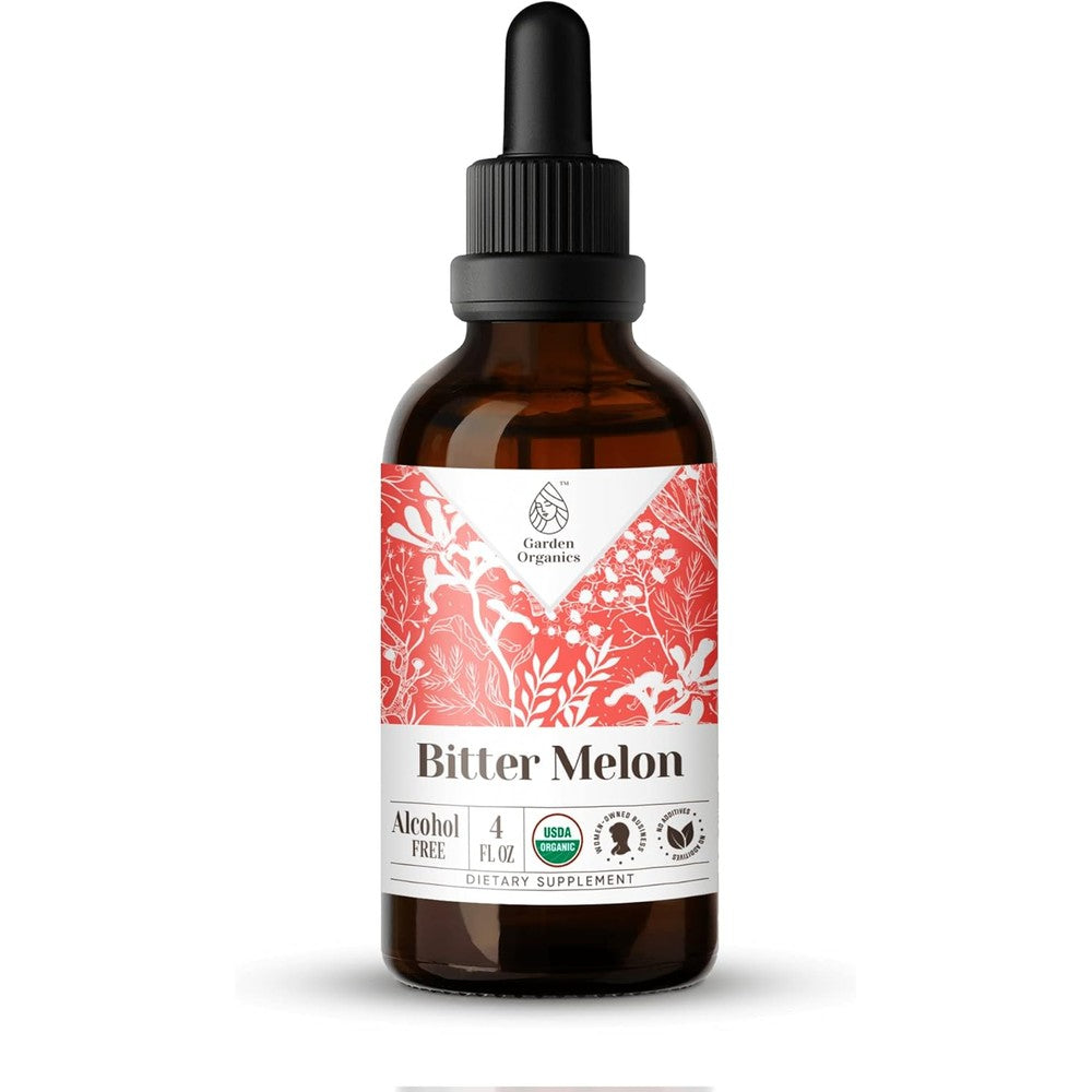 Secrets of the Tribe Momordica Charantia liquid extract front view of four fluid ounce dropper bottle