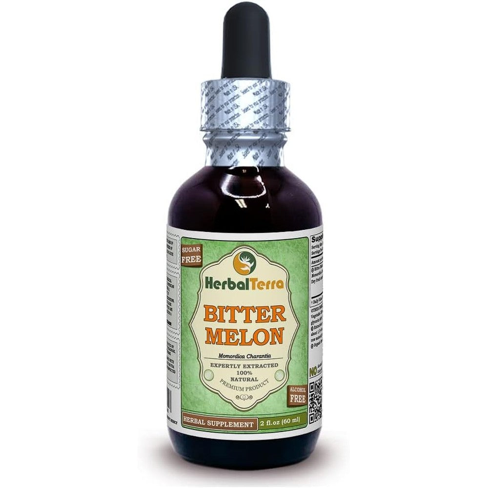 Herbal Terra Bitter Melon Glycerite 2 Fluid Ounce front view bottle for natural blood sugar support