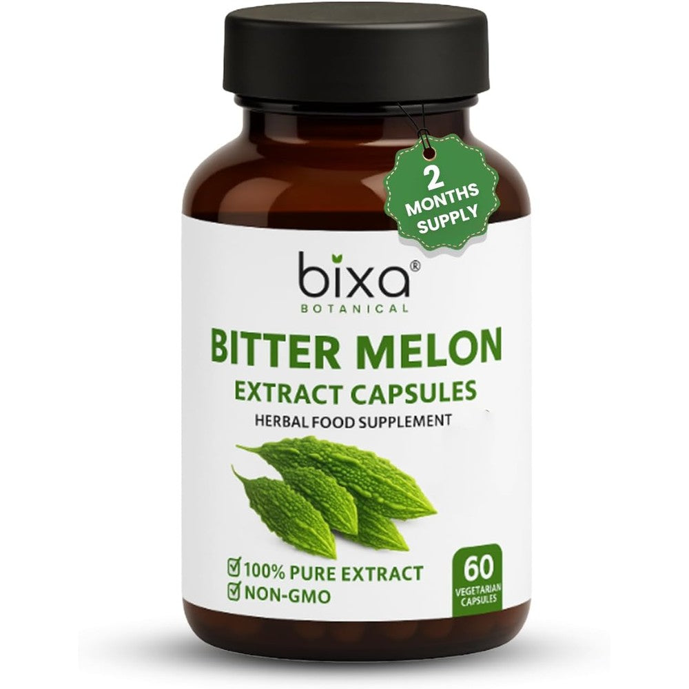 Bixa Botanical Bitter Melon Extract 450mg 60 vegetarian capsules bottle front view for blood sugar support