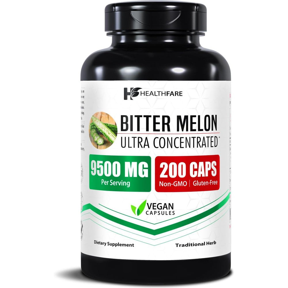 HealthFare Bitter Melon Extract 9500mg supplement bottle front view