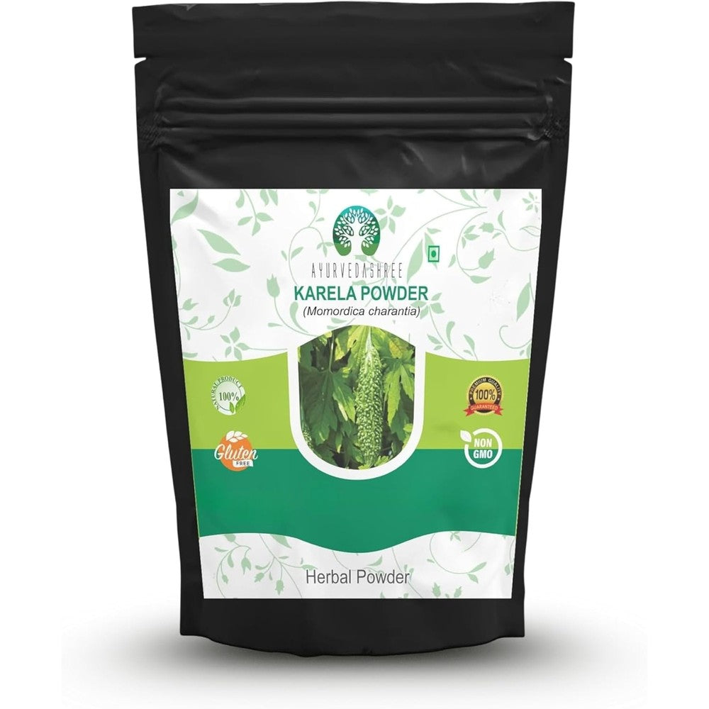Ayurvedashree Bitter Melon Karela Powder 100g front packaging view for blood sugar management
