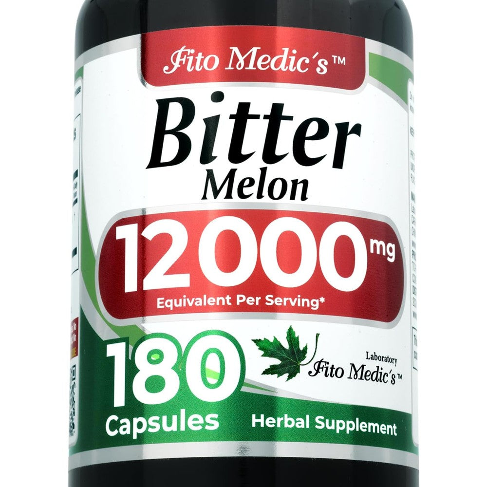 Fito Medics Bitter Melon 12000 mg 180 Capsules front view bottle for blood sugar management