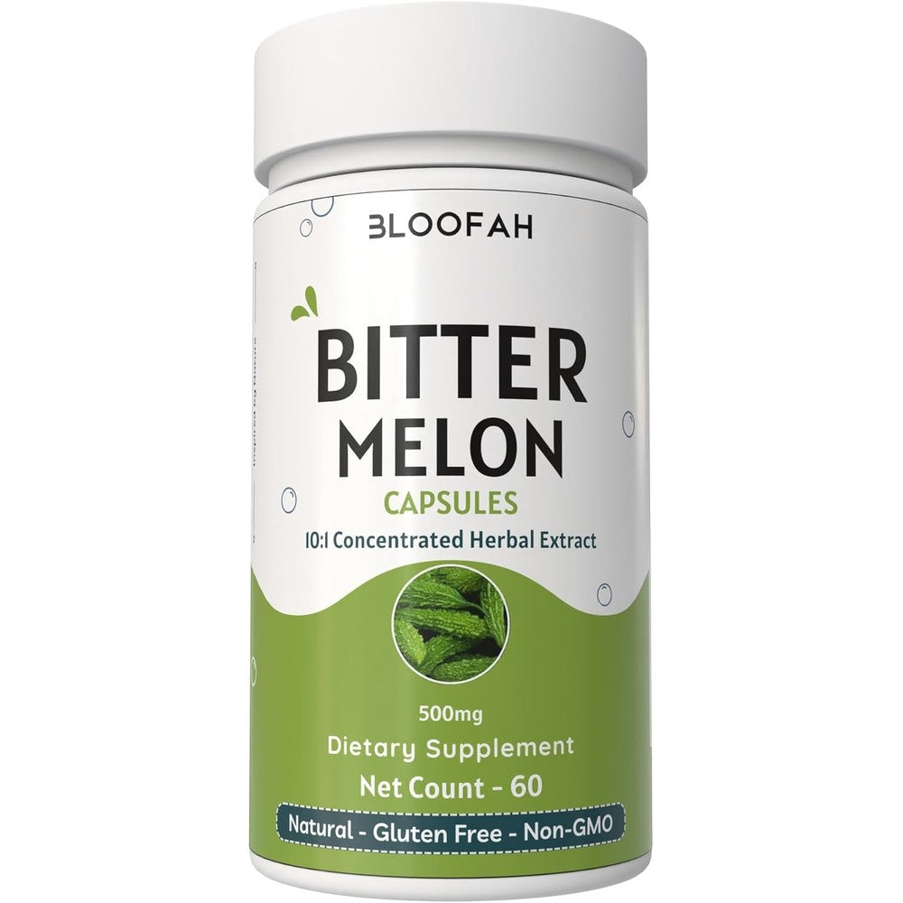 Bloofah Bitter Melon Fruit Capsules front view bottle for blood sugar support