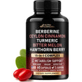 Nutraharmony Berberine with Ceylon Cinnamon and Bitter Melon 60 capsules bottle front view.