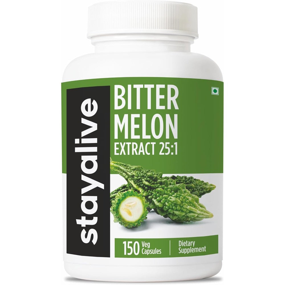 STAY ALIVE Bitter Melon Capsules front packaging showing 25X concentrated extract