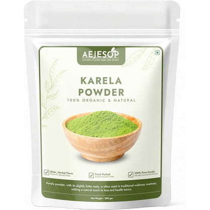 Aejesop Karela Powder 200g front packaging showing authentic bitter melon supplement.